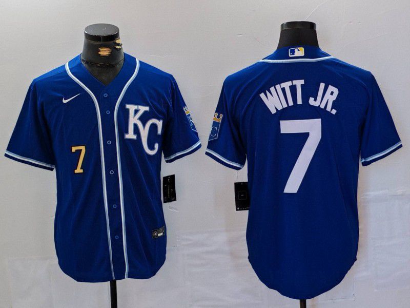 Men Kansas City Royals #7 Witt jr Blue Game 2024 Nike MLB Jersey style 3->kansas city royals->MLB Jersey